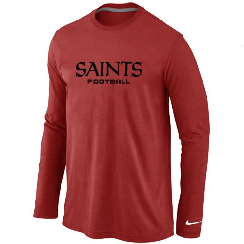 Nike New Orleans Saints Authentic Font Long Sleeve NFL T-Shirt - Red